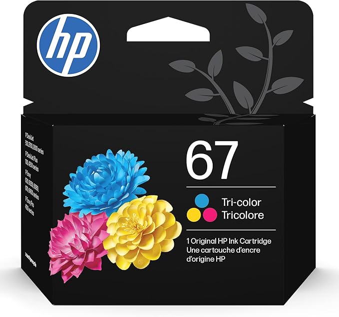 HP 67 Tri-Color Ink Cartridge | Works with DeskJet 1255, 2700, 4100 Series; Envy 6000, 6400 Series | Eligible for Instant Ink | 3YM55AN | Packaging May Vary