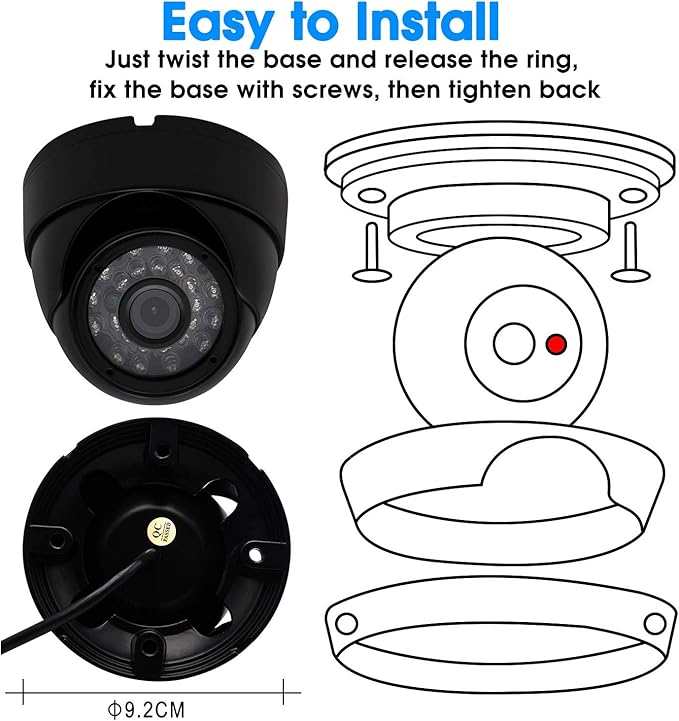 SVPRO Outdoor USB Camera 1080P Full HD Waterproof Night Vision Camera with Infrared LEDs,USB Security Camera for Home Surveillance System 30/60/120fps OV2710 Dome Camera with IR-Cut&Metal Housing