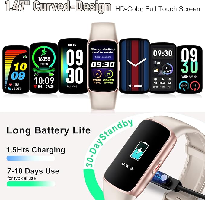 Fitness Tracker with 24/7 Heart Rate, Blood Pressure Blood Oxygen Sleep Monitor, 123 Sports Modes Calories Smart Watch,IP68 Waterproof Step Counter Activity Trackers Pedometer for Women Men