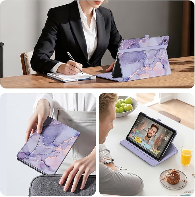 Fintie Case for Samsung Galaxy Tab A9 Plus/A9+ 5G 11 Inch 2023 Model (SM-X210/X216/X218), Multi-Angle Viewing Smart Stand Back Cover with Pocket Auto Wake/Sleep, Lilac Marble