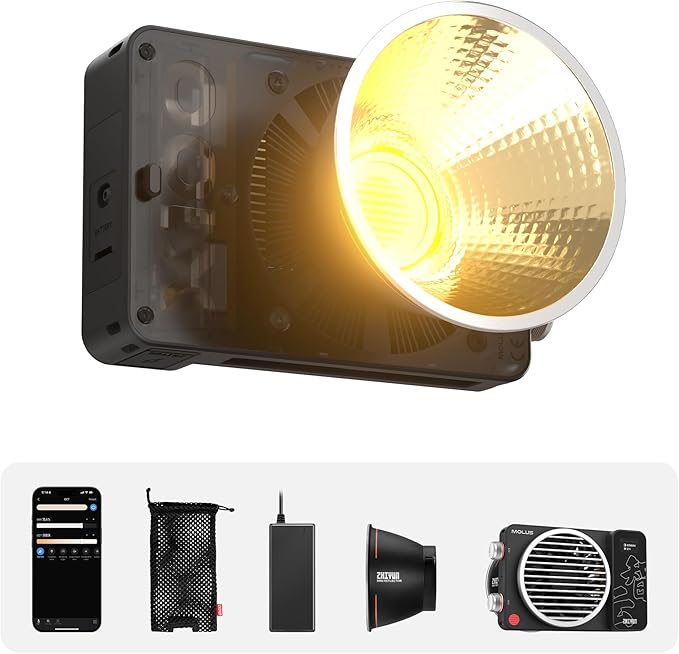 ZHIYUN MOLUS X100 Bi-Color Standard 100W Video Light [Official] V2 Upgraded Version Professional Photography Lighting Portable Continuous Output Lighting 2700~6500K CRI≥95 TLCI≥97（No Battery）