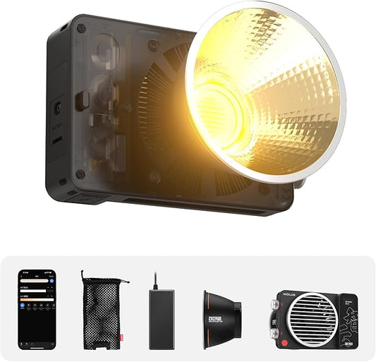 ZHIYUN MOLUS X100 Bi-Color Standard 100W Video Light [Official] V2 Upgraded Version Professional Photography Lighting Portable Continuous Output Lighting 2700~6500K CRI≥95 TLCI≥97（No Battery）
