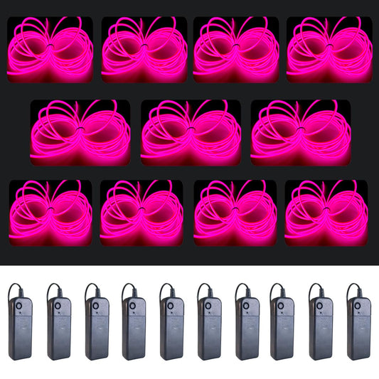 MaxLax EL Wire - Pink Neon Light Wire 10-Pack, 16.4ft, Plastic, Model CXD el wire 001