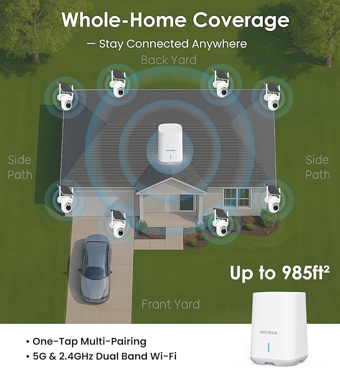 4K Security Cameras Wireless Outdoor, No Subscription, Works in -14°F Cold [2026 New] Solar-Powered Home Security Camera System with 360° Auto Tracking, Color Night Vision, 5G & 2.4G WiFi, Easy Setup