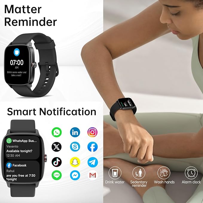 Smart Watches for Women Men with Bluetooth Call & AI Voice, 1.85" HD Fitness Tracker with Heart Rate SpO2 Sleep Monitor, 100+ Sports Modes,Mini Games, IP68 Waterproof Smartwatch for Android iOS Phones