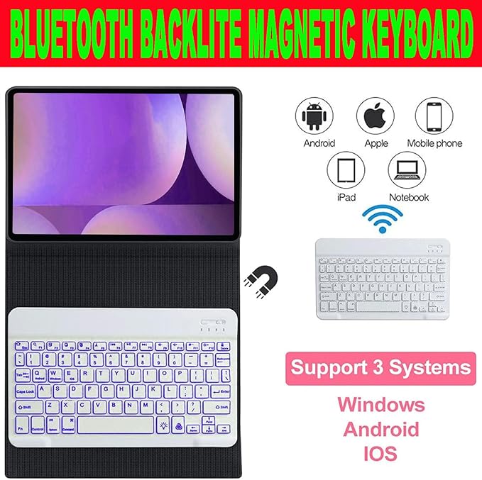 Keyboard Case for Samsung Galaxy Tab 10 FE Plus 13.1inch, S10 FE+ Smart Keyboard Case Magentic Keyboard Cover with S-Pen Holder, Purple