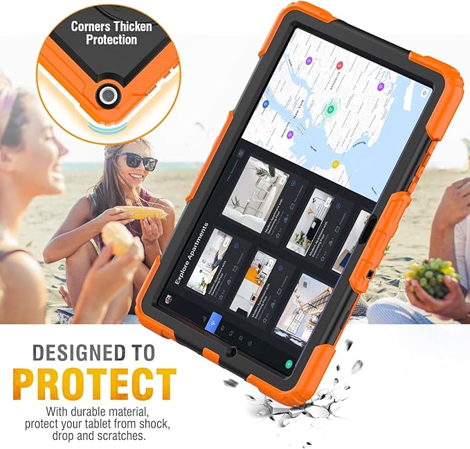 HXCASEAC Case for Samsung Galaxy Tab A9+/ A9 Plus 11 Inch, Protective with Screen Protector/Hand Strap/Pen Holder, Sturdy Shockproof Galaxy A9 Plus Tablet Case 2023 SM-X210/X216/X218 - Orange