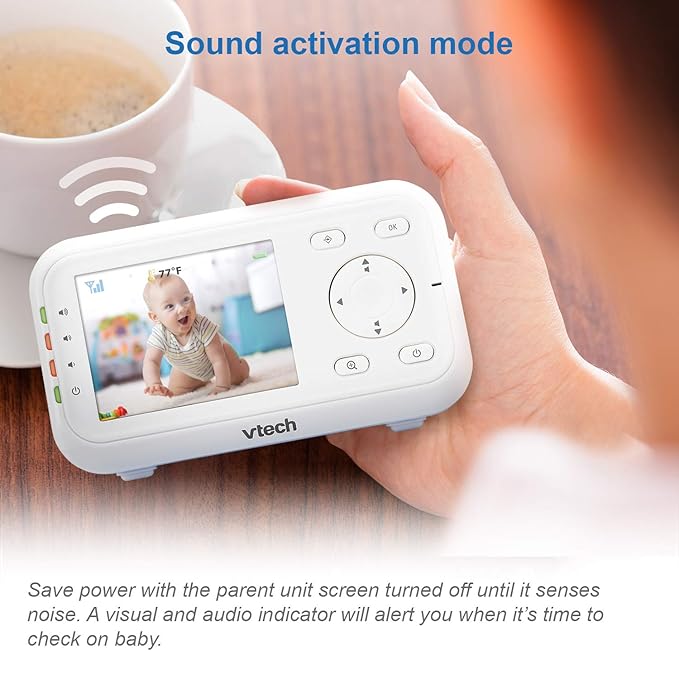 VTech VM3252 No WiFi Video Baby Monitor - 2.8" Screen, 1000ft Long Range, Auto Night Vision, 2-Way Talk, Temperature Sensor, Lullabies