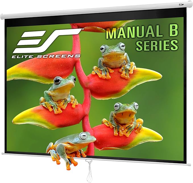 Elite Screens Manual B Series, 100-inch Diagonal 4:3, Pull Down Projection Manual Projector Screen with Auto Lock, M100V