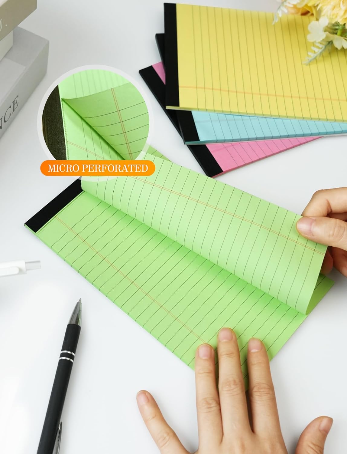Legal Pads 5x8 Colored Note Pads 5x8, 12 Pack Small Legal Pads 5x8 College Ruled, Colored Notepads 5 x 8 Lined Paper Pads, Lined Notebook Paper 5 x 8 Pads, 30 Sheets/Pad