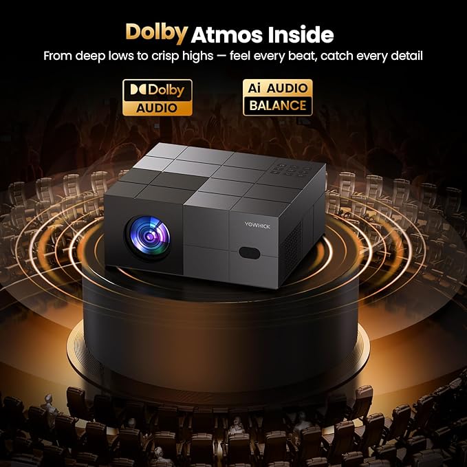 4K Projector with Built-in Apps, 1500 ANSI/Compatible with Netflix/Dolby Audio Smart Projector with WiFi 6 and Bluetooth 5.3,Outdoor Movie Proyector for Home Theater HDR10+ UPGRADE