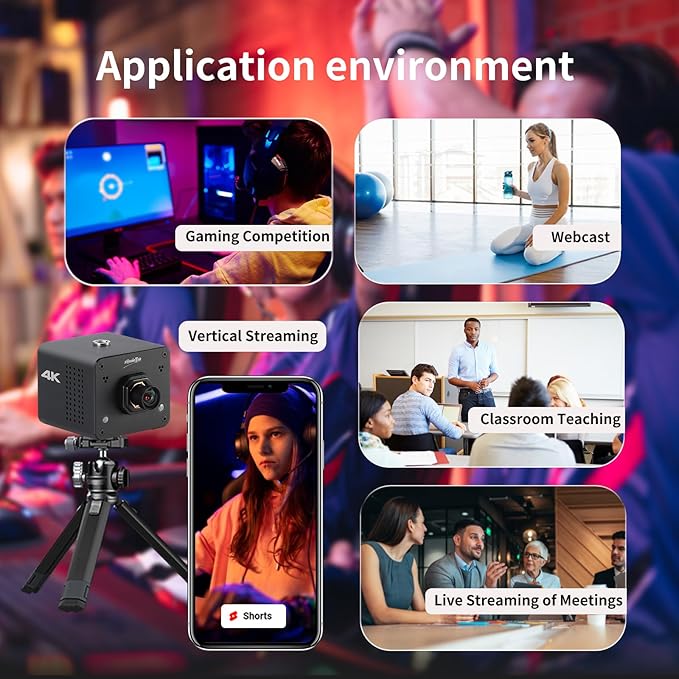 zowietek 4K POV Camera PoE, ZowieCAM, Webcam, Simultaneously HDMI & SDI Output, RTSP/RTMP(s)/SRT, Standalone Live Streaming to YouTube/Twitch for Webcast, Meeting, Teaching & Gaming (M12 AF)