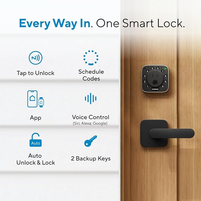 ULTRALOQ Bolt NFC, World's First Smart Lock with Apple Home Key and Android NFC Tap to Unlock, Built in Wi-Fi Deadbolt, Remote Control, Works with HomeKit, Alexa, Google, 1 Year Battery, BHMA Cert.