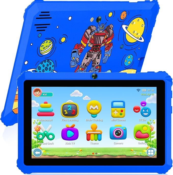 7 inch Kids Tablet for Kids 3-7 Andoird Toddler Tablet for Toddlers with Case 32G Kids Tablets with Parental Controls Tabletas Wifi Dual Camera GMS Certified Learning Tablets for Children (Blue1)