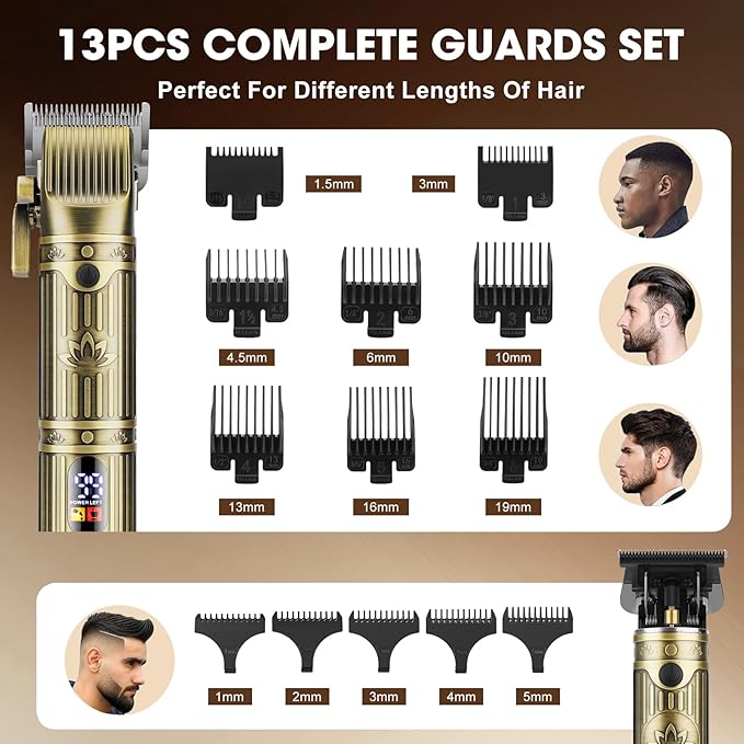 Hair Clippers for Men Shaver Set Professional,Mens Beard Trimmer,Nose Hair Trimmer,Electric Foil Shavers,4 in 1 Barber Clippers for Hair Cutting Grooming Kit & LED Display,Gift for Men