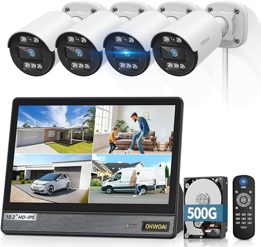 《80ft IR Night Vision & All-in-One DVR》Wired Security Camera System Outdoor, 5MP CCTV Cameras Systems with AI Motion Detection, Home Video Surveillance DVR Kits