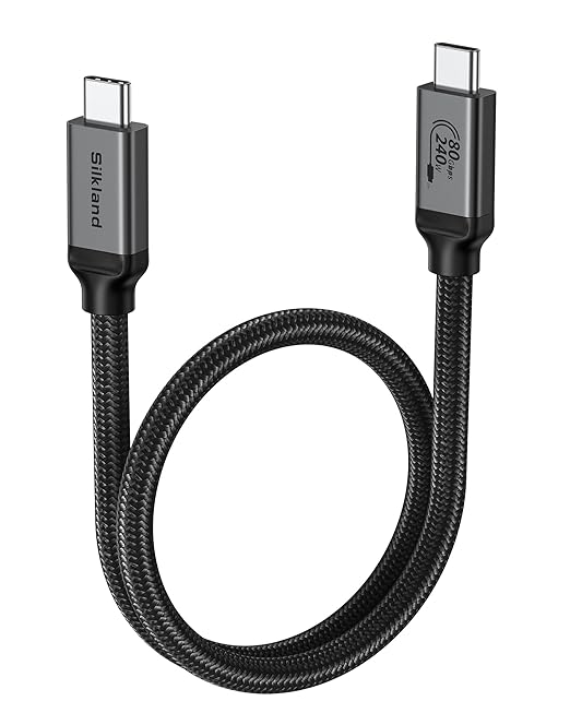 Silkland 80Gbps USB 4 for Thunderbolt 5 Cable 1.6FT, up to 120Gbps Bandwidth for Dual 8K, 240W PD 3.1 Charging, Braided USB C Data Cable Compatible for Thunderbolt 4/5, SSD, MacBook Pro,iPhone 17,Dock