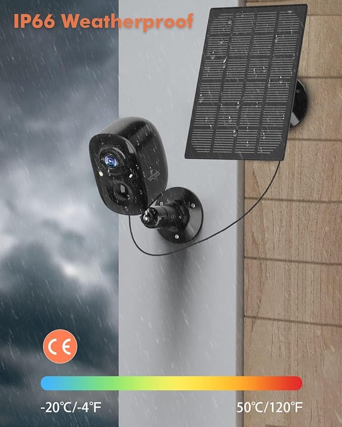 Dzees Solar Cameras for Home Security, 2K Home Security Camera System, Indoor/Outdoor Surveillance, Spotlight & Siren, PIR/AI Detection, Color Night Vision, Cloud/SD Storage,2.4GHz Wi-Fi,IP66, 2 Pack