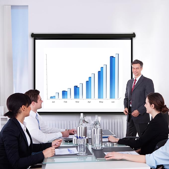 Universal Projector Screen, 72 Inch HD Portable Manual Pull Down Projector Screen,Wall or Ceiling Mounted Retractable Widescreen for Home or Office (White, 72 Inch 4:3) (Black)