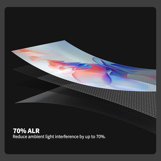 QuadraArc Motorized ALR Projector Screen, Black Crystal 4K Electric Drop Down Screen, Wall & Ceiling Mount, Compatible with 1800 ANSI Lumens ST/LT Projectors 72"