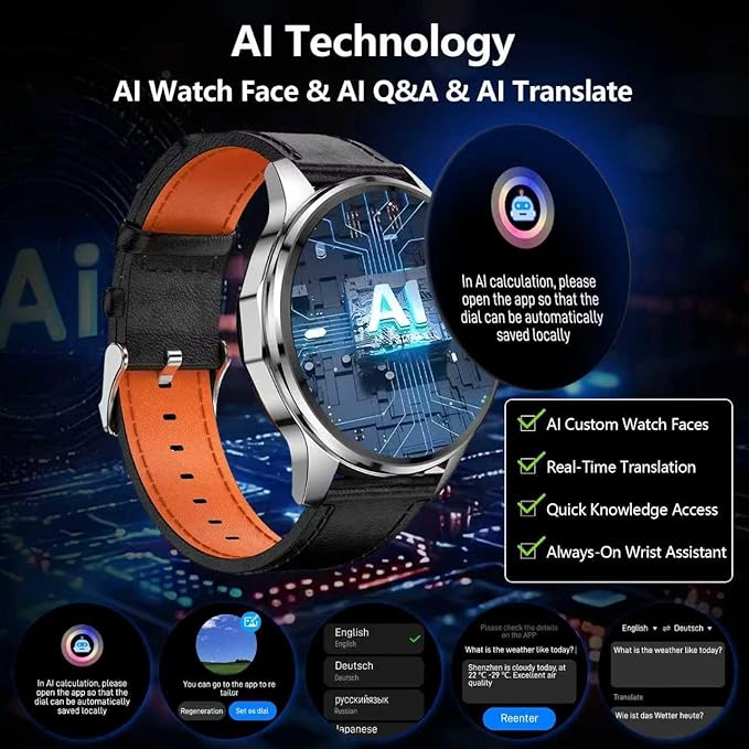 Smart Watch for Men Built-in GPS(Answer/Make Call/Text), 1.46" AI Smartwatch for Android Phones/iPhone, 100+ Sport Mode Fitness Tracker with Health/Sleep Monitor, Compass/Barometer/Altitude(2 Straps)