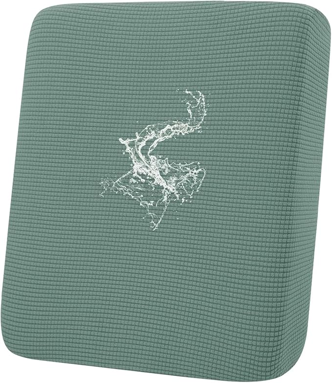 hyha Waterproof Couch Cushion Covers for Pets, Non Slip Sofa Seat Cover for Dogs Washable, Soft Thick Stretch Jacquard Fabric, Sofa Slipcovers with Elastic Bottom (1 Piece for Backrest M, Green)