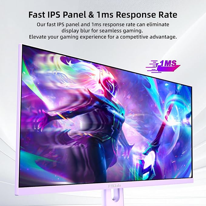 27 inch Gaming Monitor, 180Hz Computer Monitor FHD 1080P Fast IPS Panel Pc Monitor, sRGB100%,1ms, DisplayPort/HDMI/Eye Care/Wall Mount Compatible-Purple