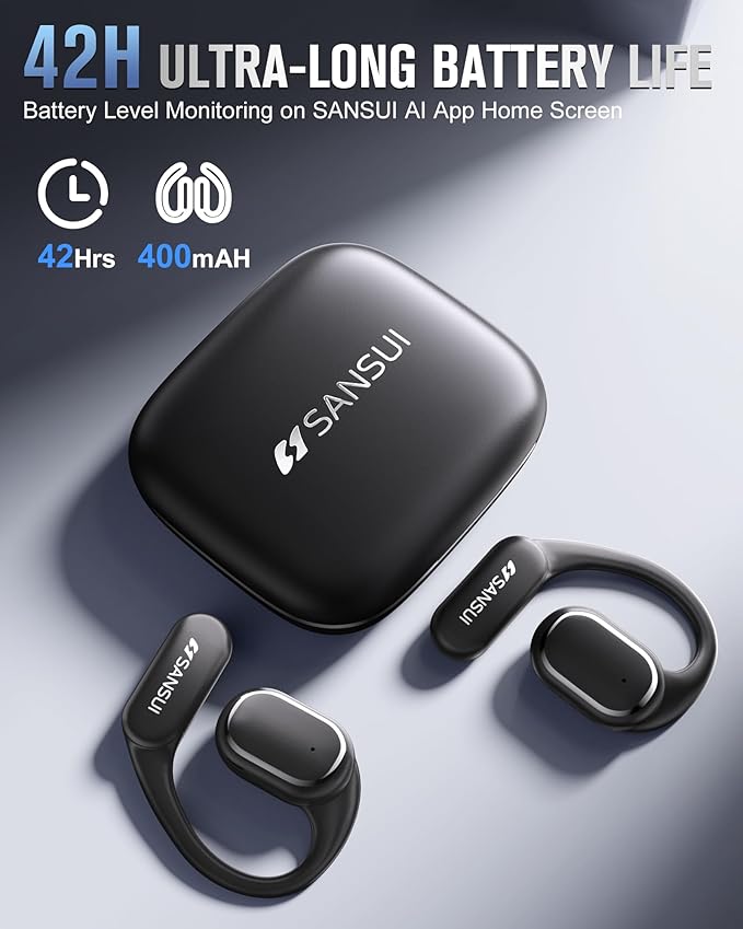 SANSUI AI Translation Earbuds Real Time,6-in-1 Bluetooth 6.0 Language Translator Earbuds,Audifonos Traductores Inglés Español,Translating Device,Translate Ear Buds with Charging Cradle(Matte Black)
