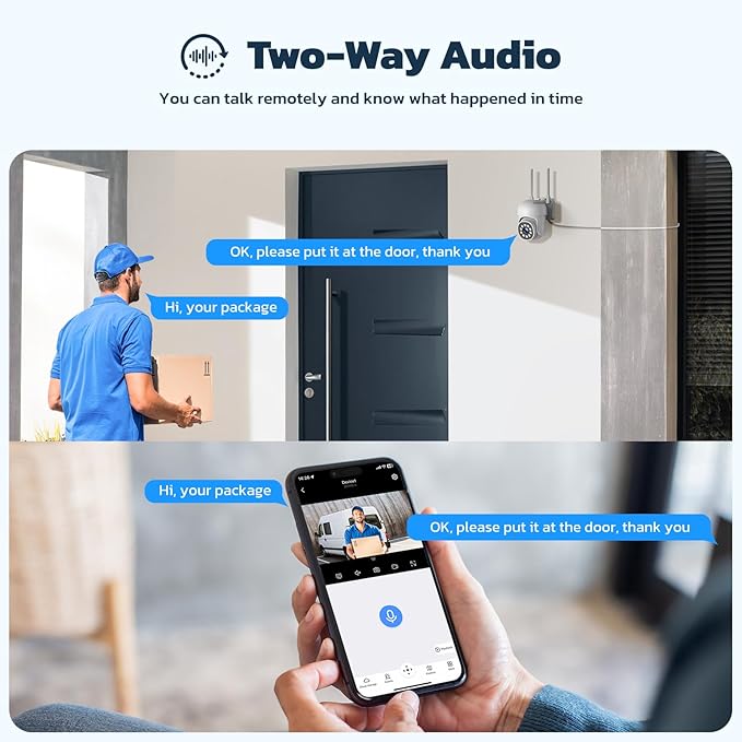 Security Cameras Wireless Outdoor,5MP Color Night Vision Home Security Camera System Wireless with Auto Tracking,Up to 10CH,360° PTZ,2-Way Audio,2.4/5GHz WiFi, for Home & Business Surveillance Kits