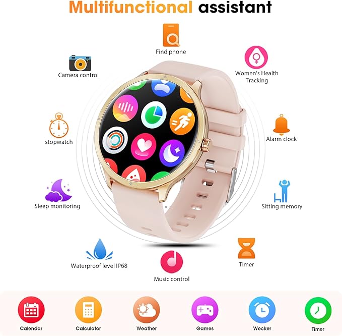 Smart Watch, 1.75" AMOLED Smartwatch for Men Women(Answer/Make Call), Fitness Activity Tracker Heart Rate/Sleep Monitor/Pedometer, IP68 Waterproof, 100+ Sport Modes Smart Watches for Android iPhone