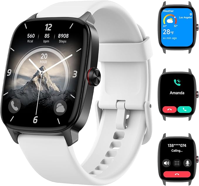 Smart Watches for Women Men with Bluetooth Call & AI Voice, 1.85" HD Fitness Tracker with Heart Rate SpO2 Sleep Monitor, 100+ Sports Modes,Mini Games, IP68 Waterproof Smartwatch for Android iOS Phones