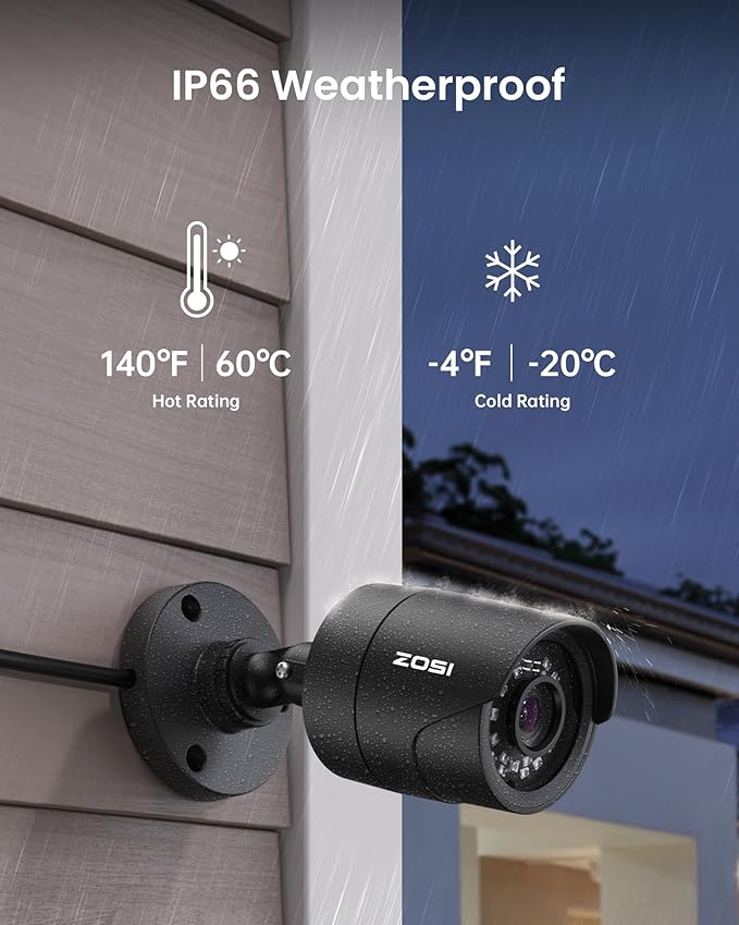 ZOSI 5MP 3K Lite CCTV Security Camera System with AI Human Vehicle Detection, 8CH H.265+ DVR and 4 x 1080p Surveillance Bullet Cameras Outdoor Indoor, 100ft Night Vision, IP66 Weatherproof, 1TB HDD
