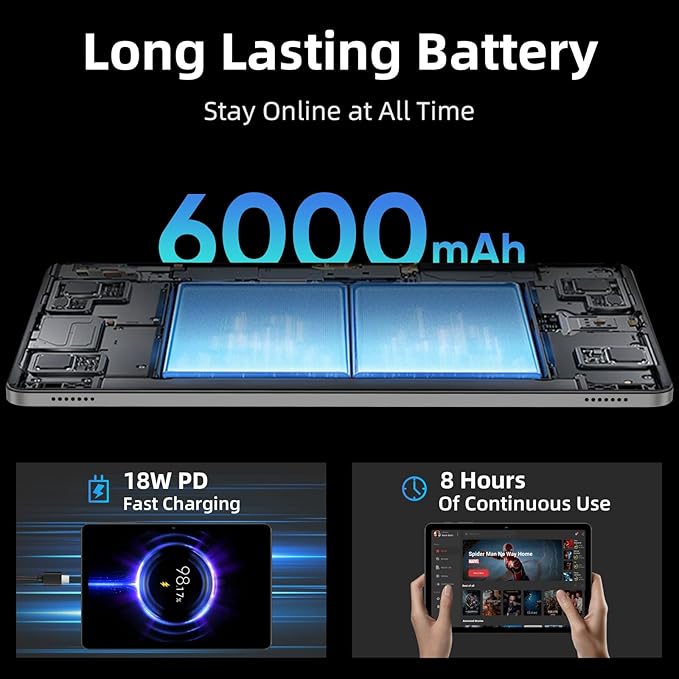 Tablet 10 inch, Android 16 Tablet, Octa-Core Processor, 24GB RAM 64GB ROM 2TB Expand, 1280x800 HD Touchscreen, GPS, WiFi 5, Dual Camera, BT5.0, 6000mAh, Widevine L1