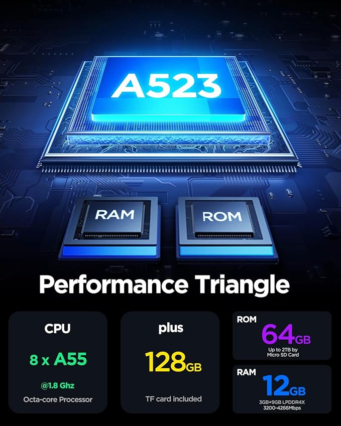 Tablet,10.1" Android Tablet with Octa-core Processor,12GB RAM+192GB ROM (64GB ROM+128GB TF Card Included),1280x800 IPS HD Screen,6000mAh,Dual Camera,WiFi 6,BT 5.4,Android 15 Tablets 2025,Space Gray