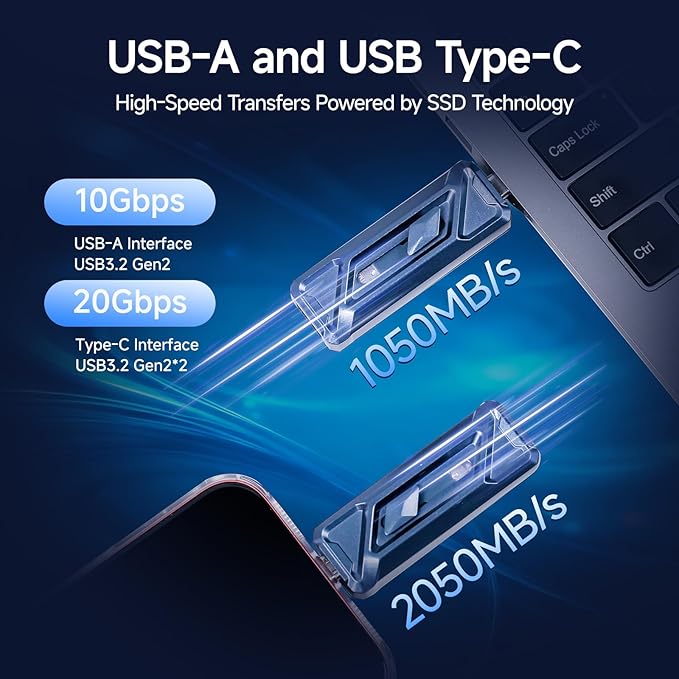 fanxiang 1TB External SSD USB Drive, 2050MB/s USB-C & USB-A Portable SSD 1TB,4K ProRes HDR Recording & Store,Zinc Alloy,External Solid State Drive for iPhone 15/16/17/Android/PC/Mac - F955