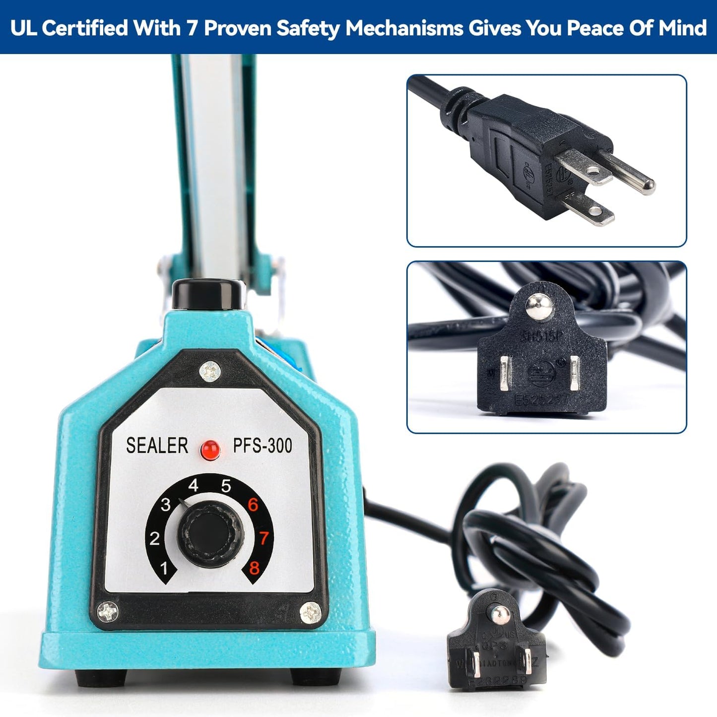 Sealer Pro, Patented 8inch Impulse Heat Bag Sealer, 2mm Sealing Width Poly Bag Seal Machine, 2 Replacement Kits 2 Fuses Included, Blue