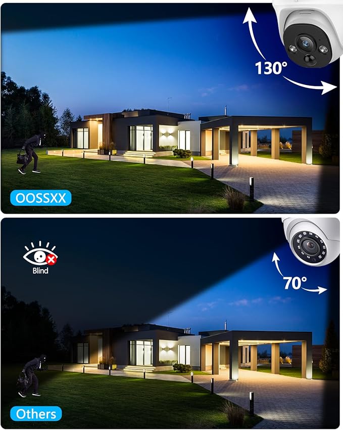 OOSSXX (4K HD & 130° Ultra Wide-Angle) 2-Way Audio 8MP Wired Dome PoE IP Cameras for Home Security Outdoor Camera System, Pet Surveillance Video Indoor, Smart PIR Detection, DVR Kits