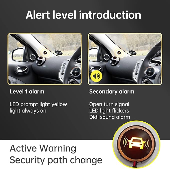 BY-J Car Blind Spot Detection System, 24GHz Millimeter Wave Radar Sensor Blind Spot Monitoring System Kit, Universal Car SUVs Trucks RVs Lane Changing Warning with Reversing Radar Parking System
