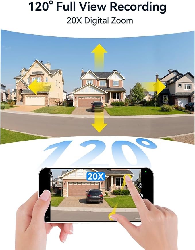 FOSCAM 4K 8MP Security Cameras Wireless Outdoor, 5GHz&2.4GHz WiFi Surveillance Camera for Home Security Outside, 120° FoV, 20x Zoom, AI Detect Human/Vehicle (8MP WiFi Cam(2pack))