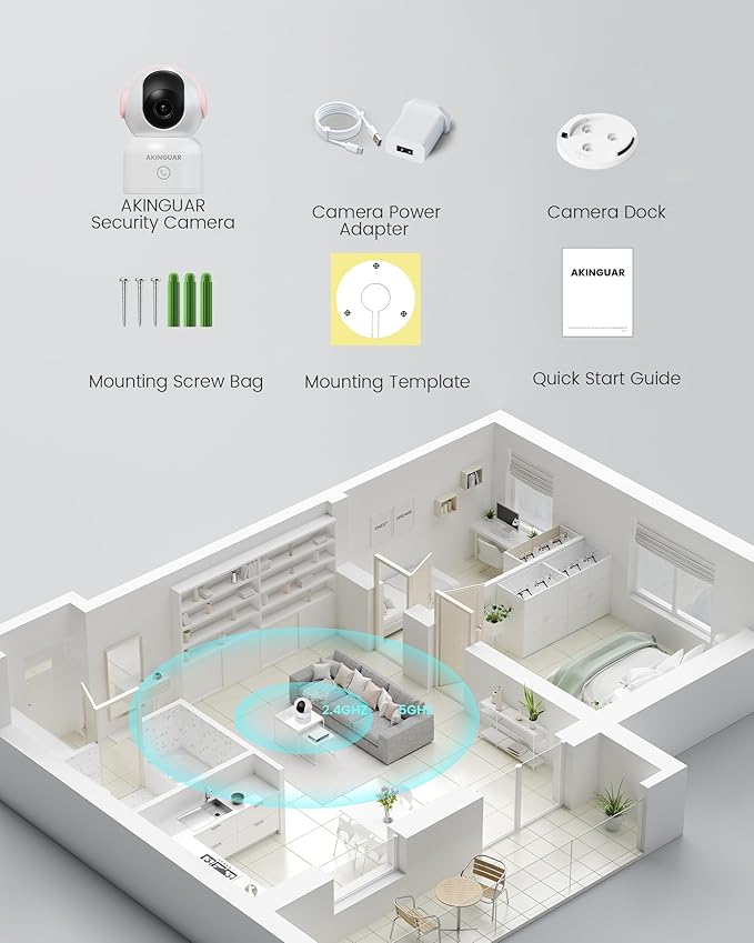 2K 3MP Security Camera Indoor Wireless, 360° Cameras for Home Security Indoor with Motion Detection, Pet Cam with Phone App, Baby Monitor-Night Vision, One-Touch Call, 2-Way Talk, Works with Alexa