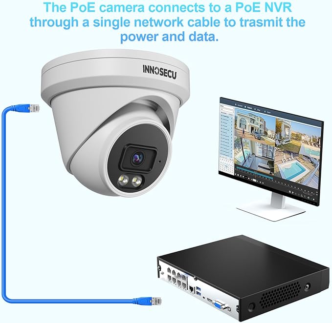 UltraHD 8MP Dome PoE Camera, AI IP Security Camera Outdoor/Indoor, Built-in Microphone, Night Vision 100ft, 2.8mm Lens Wide Angle 110°, Face Detection, Human/Vehicle Dectection, IND8BR97S