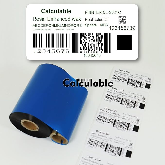 4.33" x1476' (110mmx450m) Thermal Transfer Ribbon Ink Outside Wax Ribbons Resin Enhanced Wax for Zebra GK420D SM4 ZT410 GC420t GK420t GX420t GX430t Tec Datamax Intermec Citizen Printer