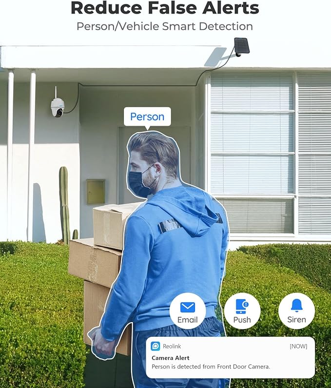 REOLINK Security Cameras Wireless Outdoor, Pan Tilt Solar Powered, 5MP 2K+ Color Night Vision, 2.4/5GHz WiFi, Smart Cameras for Home Security, Works with Home Hub, Argus PT + Solar Panel