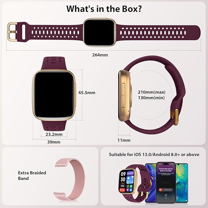 Smart Watches for Women/Men Android iPhone, [1.85" AMOLED Screen] Smartwatch Fitness Tracker 3ATM Waterproof with Bluetooth Calls, AI Control, Heart Rate/SpO2/Sleep Monitor, 7 Days Battery