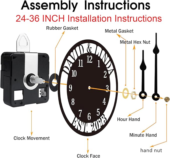 Personalized Metal Wall Clock Custom Compass Clock with Family Name and Coordinates Decorative Steel Wall Art for Living Room Bedroom Kitchen Housewarming Wedding Gift