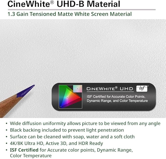 Elite Screens Sable Frame B2 Series 120-Inch 16:9 Projector Screen, Fixed Frame Wall Mounted, 4K/8K UHD & Active 3D, CineWhite UHD-B, ISF Certified, UST Compatible, SB120WH2-X