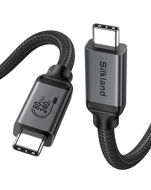 Silkland 80Gbps USB 4 for Thunderbolt 5 Cable 3.3FT/1M, up to 120Gbps Bandwidth for Dual 8K, 240W PD 3.1 Charging, Braided USB C Video Cable Compatible Thunderbolt 4/5, SSD, MacBook M4 Pro, iPhone 17