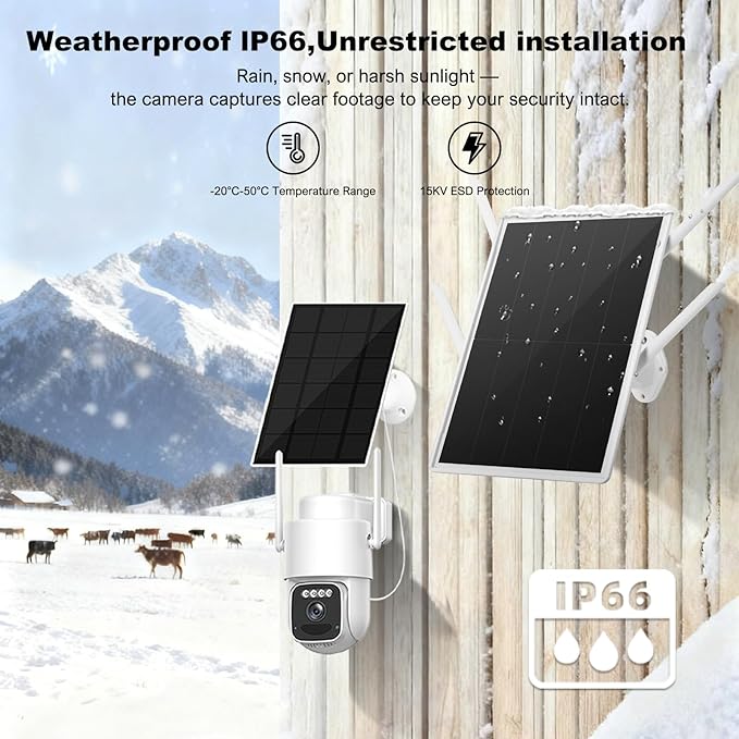 FOINNEX Security Camera, Solar Camera Wireless Outdoor, 4-Cam Pack, Solar Powered Home Security Camera with 360° Auto Tracking, Pan & Tilt, Night Vision, 5G & 2.4G Router, No Subscription