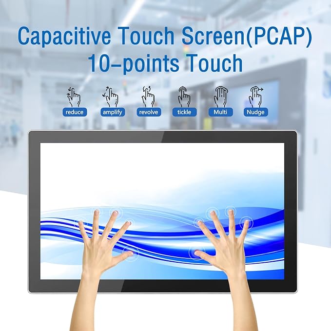 GrenTouch 21.5 Inch 10 Points Touch Screen LCD Monitor Aluminum Case - Embedded Touchscreen Monitor for Industrial, Medical, Retail