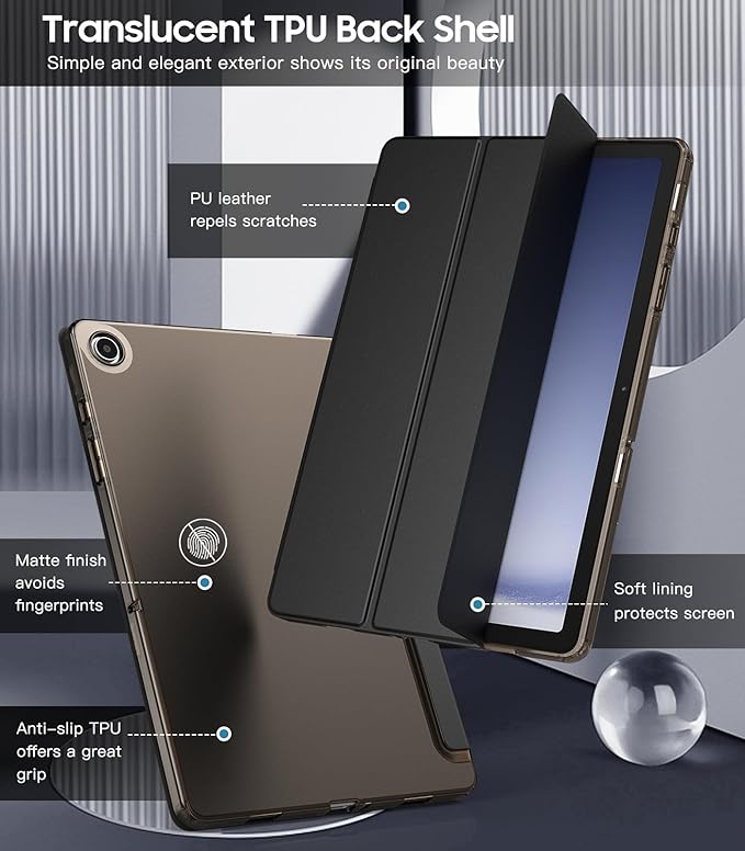 TiMOVO Case for Samsung Galaxy Tab A9+/A9 Plus 11" 2023, Slim Soft TPU Translucent Frosted Back Protective Cover for Galaxy Tab A9+ Tablet SM-X210/X216/X218, Auto Wake/Sleep, Black